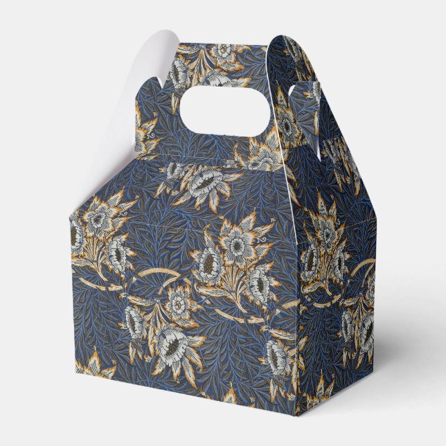 William Morris Tulip Willow Pattern Blue Floral Favour Box (Front Side)