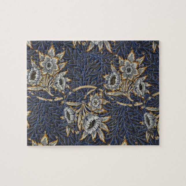 William Morris Tulip Willow Pattern Blue Floral Jigsaw Puzzle (Horizontal)
