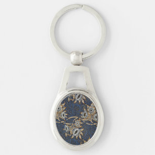 William Morris Tulip Willow Pattern Blue Floral Key Ring