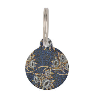 William Morris Tulip Willow Pattern Blue Floral Pet Tag