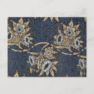 William Morris Tulip Willow Pattern Blue Floral Postcard