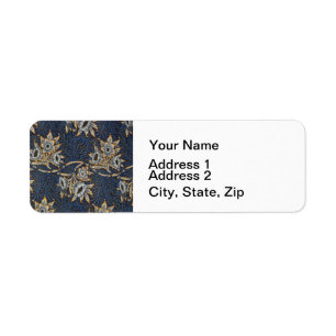 William Morris Tulip Willow Pattern Blue Floral Return Address Label