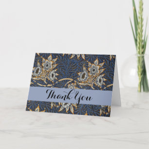William Morris Tulip Willow Pattern Blue Floral Thank You Card