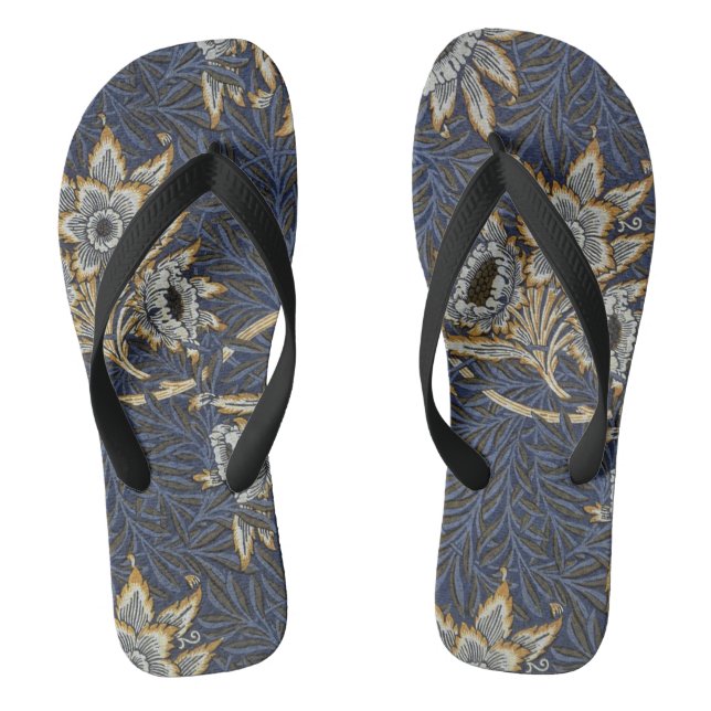William Morris Tulip Willow Pattern Blue Floral Thongs (Footbed)