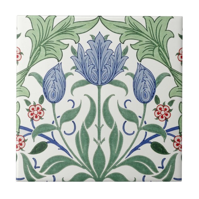 William Morris Tulips Ceramic Tile (Front)