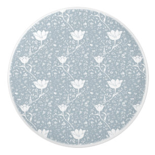 William Morris Tulips in White Pattern  Ceramic Knob