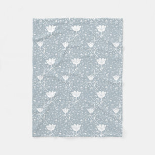 William Morris Tulips in White Pattern Fleece Blanket