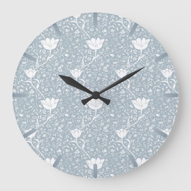 William Morris Tulips in White Pattern  Large Clock (Front)