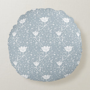 William Morris Tulips in White Pattern Round Cushion