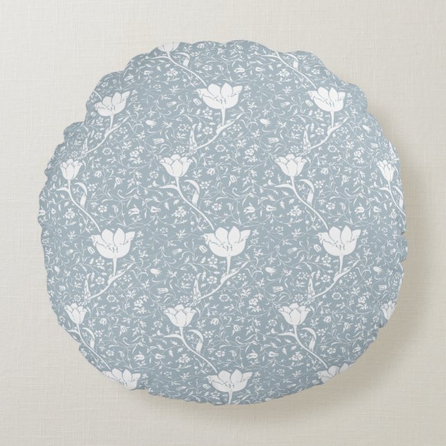 William Morris Tulips in White Pattern  Round Cushion (Front)