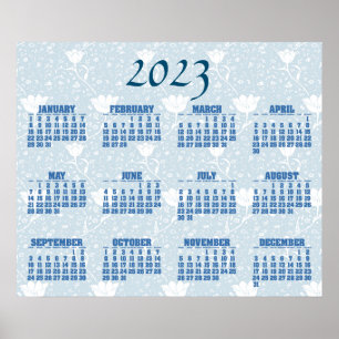 William Morris Tulips White Pattern 2023 Calendar Poster