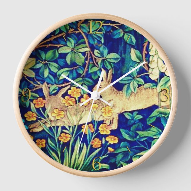 William Morris "Two Hares" Wild Rabbits  Clock (Front)