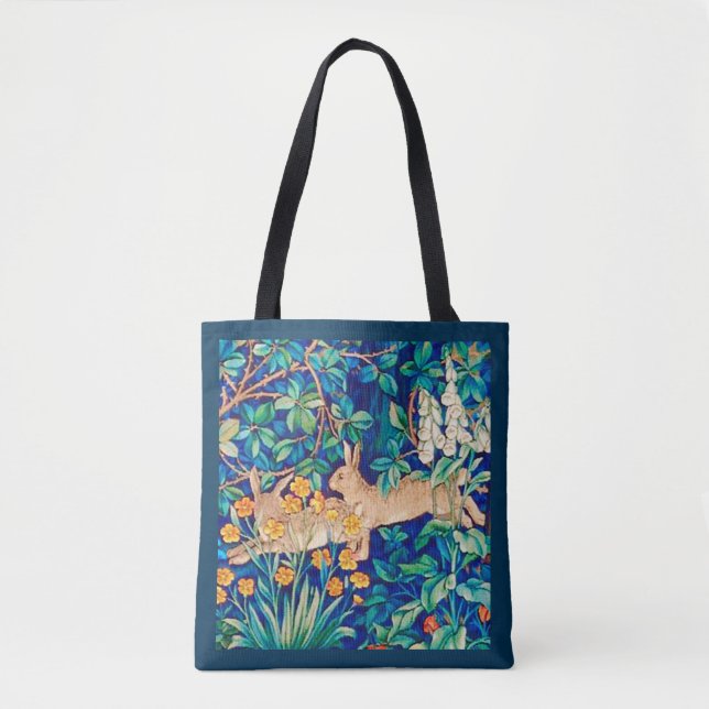 William Morris "Two Hares" - Wild Rabbits  Tote Ba Bag (Front)