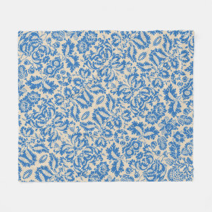 William Morris Venetian Blue Floral Tile Art Fleece Blanket