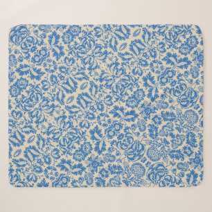 William Morris Venetian Blue Floral Tile Art Sherpa Blanket
