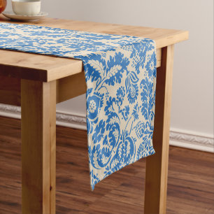 William Morris Venetian Blue Floral Tile Art Short Table Runner