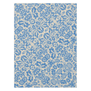William Morris Venetian Blue Floral Tile Art Tablecloth