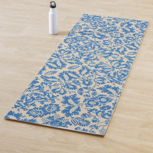 William Morris Venetian Blue Floral Tile Art Yoga Mat