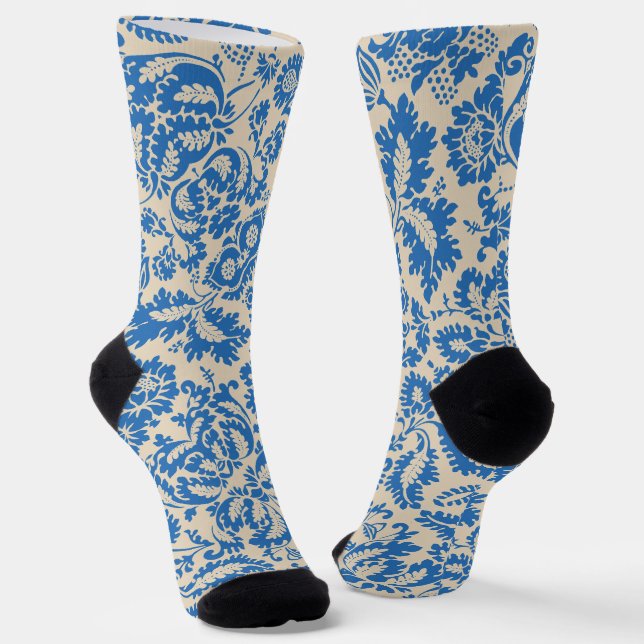 William Morris Venetian Flower Damask Brocade Socks (Angled)