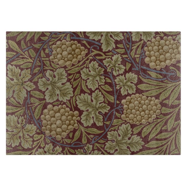 William Morris Vine Grape Red Green Art Cutting Board (Front)