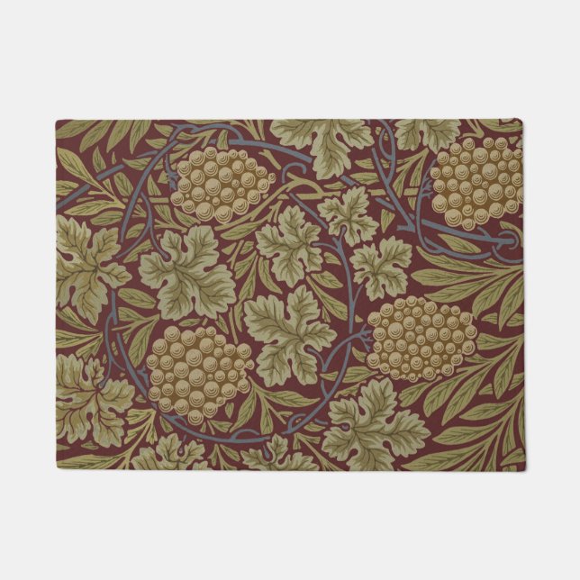William Morris Vine Grape Red Green Art Doormat (Front)