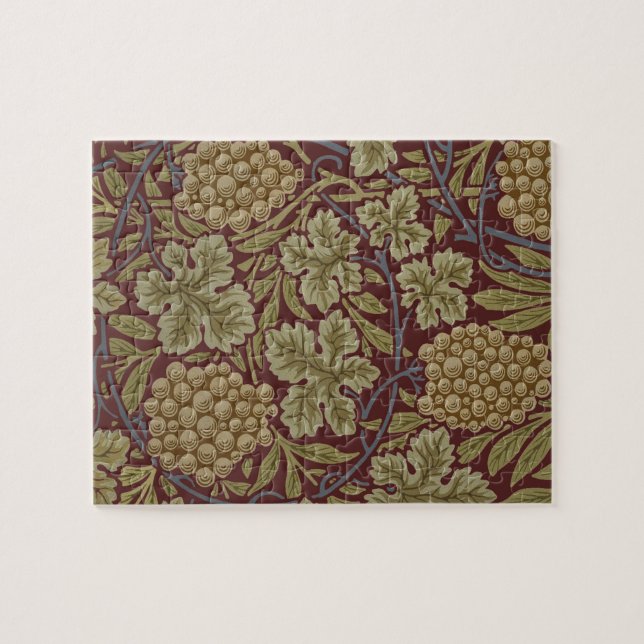 William Morris Vine Grape Red Green Art Jigsaw Puzzle (Horizontal)