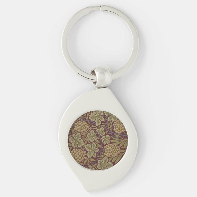 William Morris Vine Grape Red Green Art Key Ring (Front)
