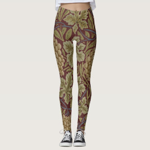 William Morris Vine Grape Red Green Art Leggings