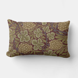 William Morris Vine Grape Red Green Art Lumbar Cushion
