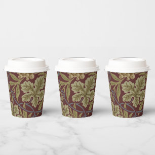 William Morris Vine Grape Red Green Art Paper Cups