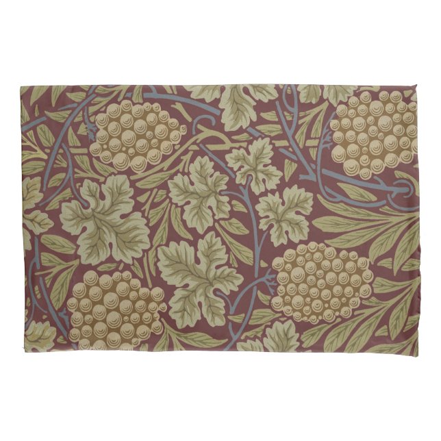 William Morris Vine Grape Red Green Art Pillowcase (Front)
