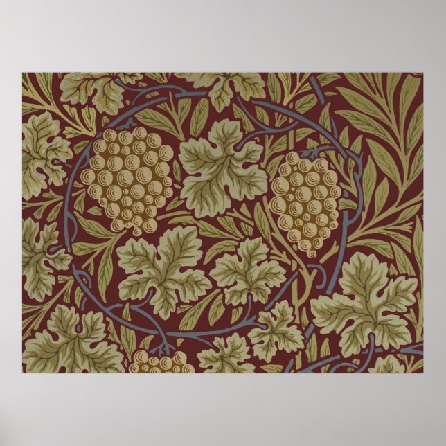 William Morris Vine Grape Red Green Art Poster (Front)