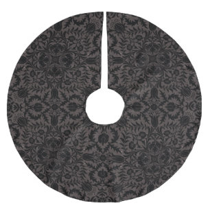 William Morris Vine Vintage Black Flower Pattern Brushed Polyester Tree Skirt