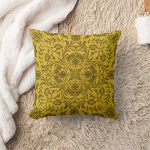 William Morris Vine Vintage Brown Flower Pattern Cushion