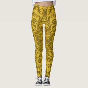 William Morris Vine Vintage Brown Flower Pattern Leggings