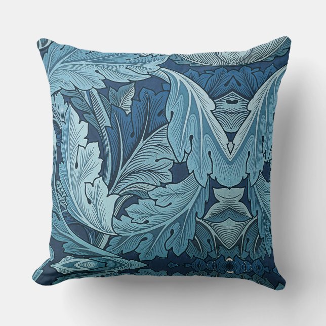 William Morris Vintage Acanthus Foliage Blue Cushion (Front)