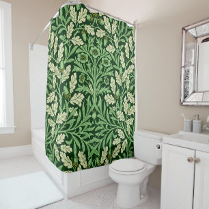 William Morris Vintage Acorn Oak Green Pattern Shower Curtain