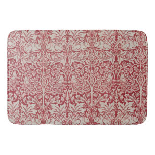 William Morris Vintage Animals Birds Rabbits Pink Bath Mat