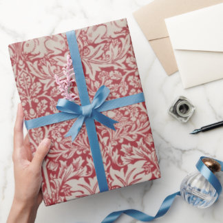 William Morris Vintage Animals Birds Rabbits Pink Wrapping Paper