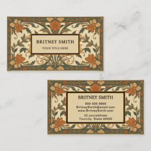 William Morris vintage Art Nouveau Floral Business Card