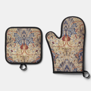 William Morris - Vintage Artichoke Flower Pattern Oven Mitt & Pot Holder Set