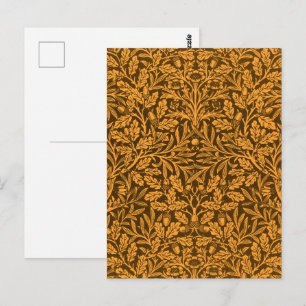 William Morris Vintage Autumn Gold Oak Pattern Postcard