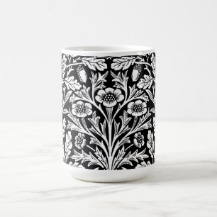 William Morris Vintage Black White Oak Pattern Coffee Mug