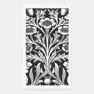 William Morris Vintage Black White Oak Pattern Napkin