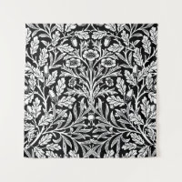 William Morris Vintage Black White Oak Pattern