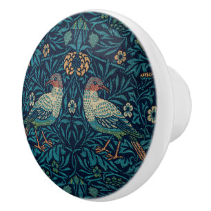 William Morris Vintage Blue Birds Pattern  Ceramic Knob