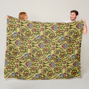 William Morris Vintage Blue Green Red Fleece Blanket