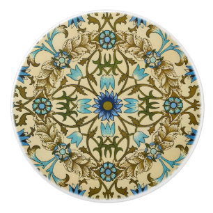 William Morris Vintage Blue Vine Seamless Pattern Ceramic Knob