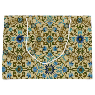 William Morris Vintage Blue Vine Seamless Pattern Large Gift Bag
