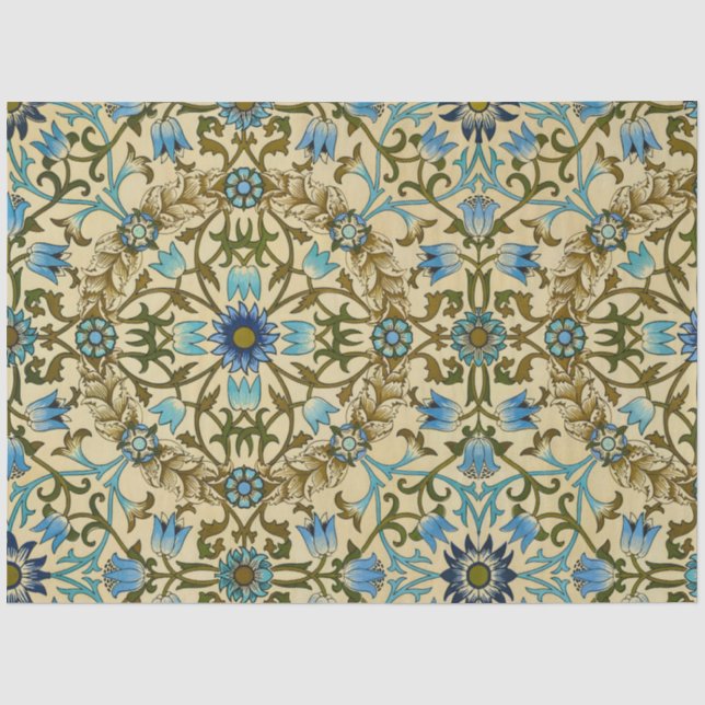 William Morris Vintage Blue Vine Seamless Pattern Tissue Paper (Front)